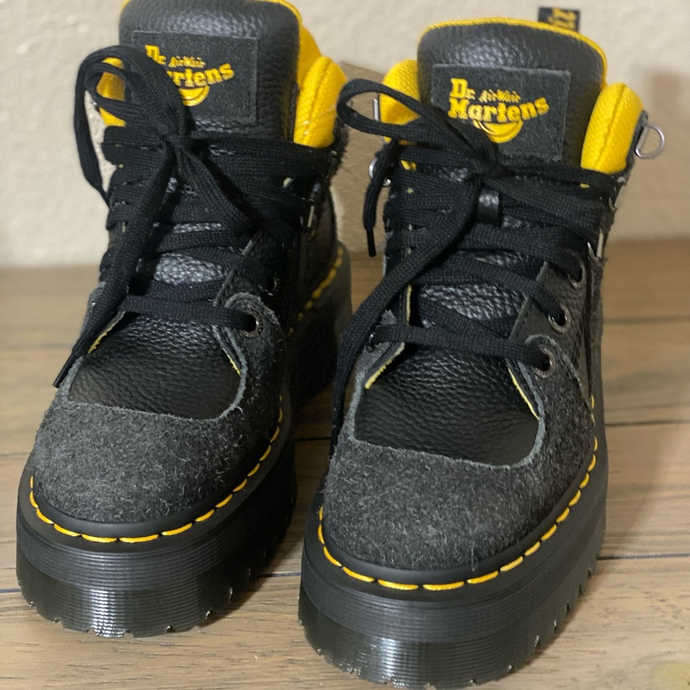 Dr. Martens Black Boots with Yellow Stitching and Chunky Sole